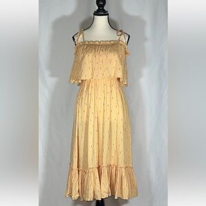 BEACHGOLD Golden Orange Tie Shoulder  Size Small Tropical Beach Summer